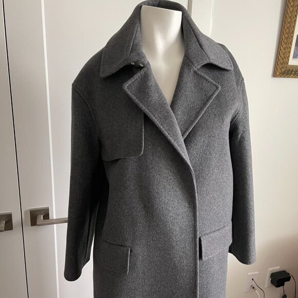 Ports Classic Double Breasted Wool & Cashmere Peacoat Charcoal Grey Sz 4 NWOT - Picture 2 of 12
